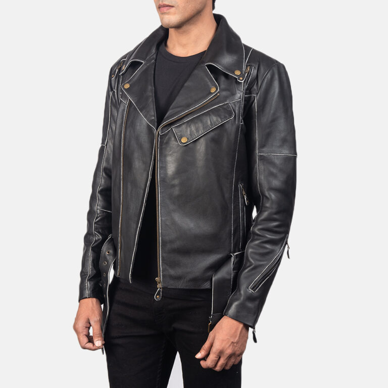 Mens Vincent Black Leather Biker Jacket4397-3-1557059377016